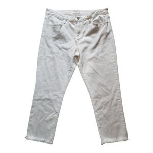 Just Black Denim white mid-rise straight leg raw hem jeans Size 31 NEW